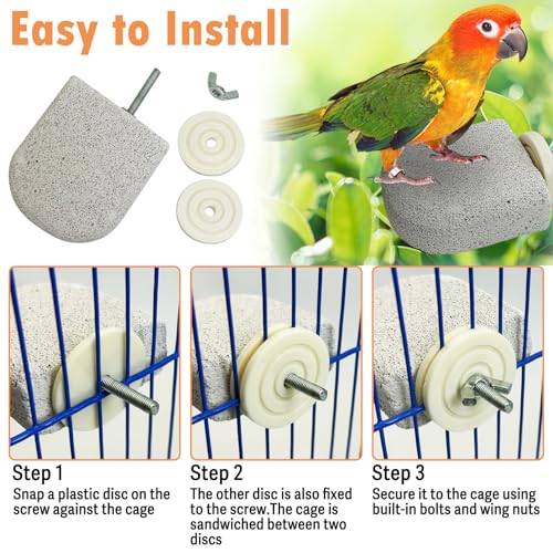 PINVNBY 4 PCS Bird Perch Stands Parrot Calcium Perch Beak Grinding Stone Foot Claws Trimmer Parakeet Platform Parrot Chewing Toys for Small Medium