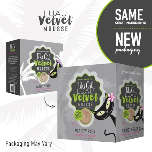 Tiki Cat Velvet Mousse, Protein Blend in Broth Variety Pack, Complete Nutrition for Balanced Diet, Wet Cat Food For All Life Stages, 2.8 oz. Pouch