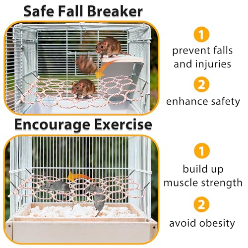 1Pcs Rat Climbing Rope Net Toy for Cage, Bird Hemp Rope Perch Swing, Ladder Rope Bridge Hanging Hammock, Small Animal Activity Toy for Mouse, Mice