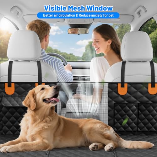 Dog Car Seat Cover for Back Seat with Hard Bottom,Waterproof Back Seat Extender for Dogs,Dog Hammock Dogs Bed for Cars, SUVs,Pet Seat Cover for Back