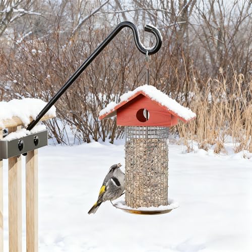 12-Inch Deck Bird Feeder Hanger for Railing, Outdoor Decor Plant Hanger, Balcony Railing Hook - 22LB Capacity - for Hanging Plants, Bird Feeders