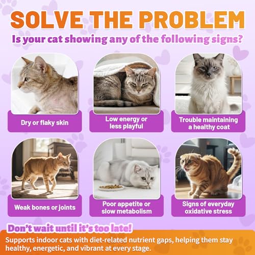 Taurine for Cats Vitamins Treats, 15 in 1 Cat Multivitamin Support Joint, Skin Coat, Digestion, Immunity & Energy, 500 Crunchy & Creamy Chews with
