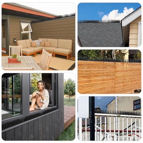BORHOOD Bird Spikes, 20 Pack Pigeon Deterrent for Small Birds Raccoon Cats Defender for Outside to Keep Squirrel Away, Plastic Fence Spike for