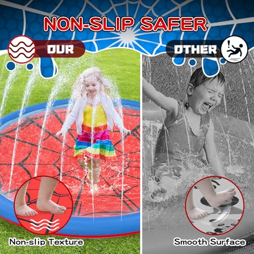 Non Slip Splash Pad for Kids and Dogs, 67'' Extra Large Splash Pad Outdoor Sprinkler for Kids, Dog Water Summer Toys Outdoor Toys for Toddlers 3-5