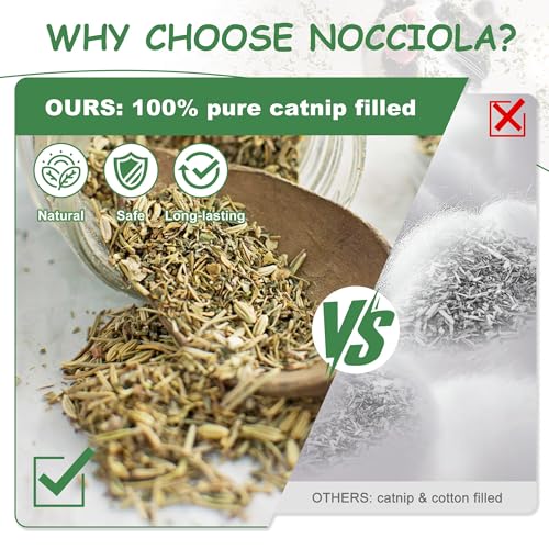 Nocciola 3 Pack Catnip Toys for Cats, Funny Cat Toys Filled with 100% Pure Organic Catnip, Safe Kitten Teething Chew and Kicker Toys, Stress