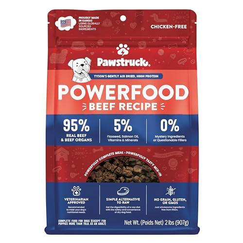 Pawstruck Air Dried Dog Food with Real Beef, Grain-Free, Made in USA, Non-GMO & Vet Recommended, High Protein Limited Ingredient Full-Feed for All
