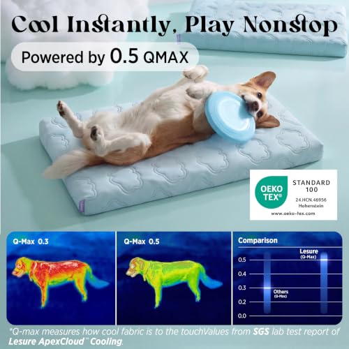 LE SURE ApexCloud™ Cooling Dog Bed for Large Dogs with Washable Cover,35IN | Q-Max>0.5 Cool-Touch Fabric, Orthopedic Egg Crate Foam,Breathable