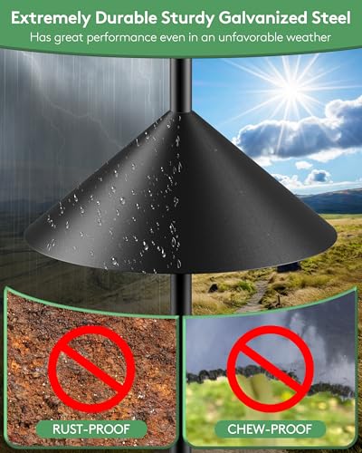 19 Inch Metal Squirrel Baffle for Bird Feeder Pole, Outdoor Squirrel Proof Bird Feeders, Bird House Guard for Shepherd’s Hook, Rust Chew Proof Heavy