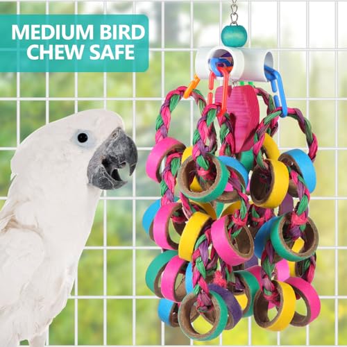 lovyoCoCo Bird Toys Conure Toys,Bird Parrot Foraging Shredder 24 Pcs Colorful Bagel Chewy Rings for Small Parrots Parakeets Conures Cockatiels Love