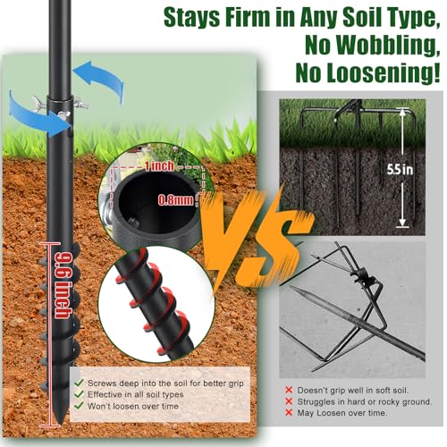 Heavy Duty Bird Feeder Pole - 88" Adjustable Bird House Stand Outdoor, Anti-Tip Auger & Stable Mount for Smart Camera Birdfeeder,Bluebird House, Bird