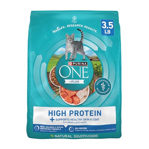 Purina ONE Plus High Protein Cat Food Dry Salmon and Ocean Whitefish Cat Skin and Coat Health Formula - 3.5 lb. Bag