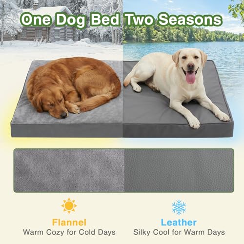 Waterproof XXL Dog Beds Large Sized Dog, Outdoor Washable Crate Pad 48 inch, Jumbo XXLarge Orthopedic Foam Pet Bed with Removable Cover Reversible
