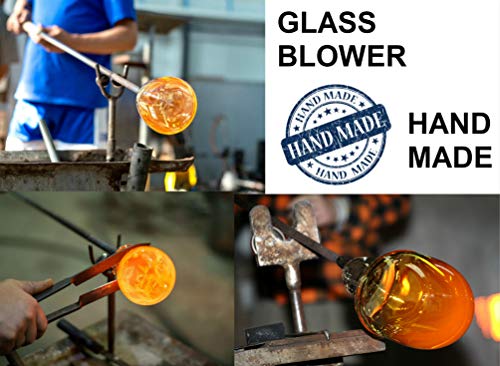 WOSIBO Hummingbird Feeder for Outdoors Patio Large 32 Ounces Colorful Hand Blown Glass Hummingbird Feeder with Ant Moat Hanging Hook, Rope, Brush and