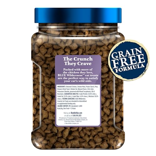 Blue Buffalo Wilderness Crunchy Cat Treats, Grain-Free Treats for Cats Made with Natural Ingredients, Great for Training, Tasty Chicken Flavor