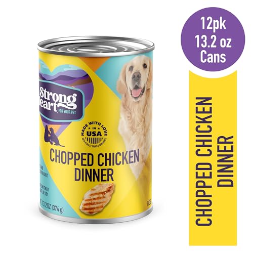 A Strong Heart Wet Dog Food, Chopped Chicken Dinner — Real Chicken & Liver — Complete & Balanced for All Life Stages, Made in USA — 13.2 oz Cans