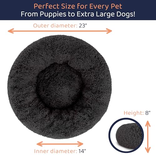 Donut Dog Bed - Premium Comfort for Anxiety Relief - Fluffy & Calming Design with Ultra-Plush Support | Cozy Round Dog Bed with Super Soft Circle Style (Black, Small)