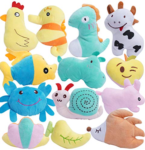 HDMOTU Pack of 26 Soft Small Medium Dog Squeaky Toys,Cute Puppy Favorite Comfortable Squeakers Toy,Multicolored for Puppy