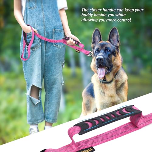 AUBELL Tactical Dog Leash Heavy Duty,4-6ft Reflective Strong No Pull Bungee Leash for Medium Large Dogs with Comfortable Padded Double Handle,Car