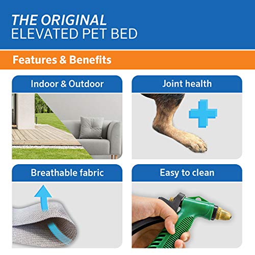 Coolaroo Original Elevated Dog Bed - Breathable Off-The-Ground Pet Bed with Cooling Fabric, Joint Relief & Moisture-Resistant Fabric, 100% Recyclable, Easy Clean, Nutmeg, Large