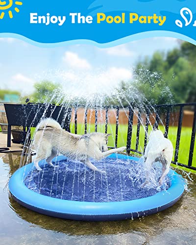 Peteast Splash Pad for Dogs & Kids - Anti-Slip Dog Pool for Large Dogs, 0.58 mm Thickened Durable Outdoor Water Play Mat, Summer Sprinkler Toy for