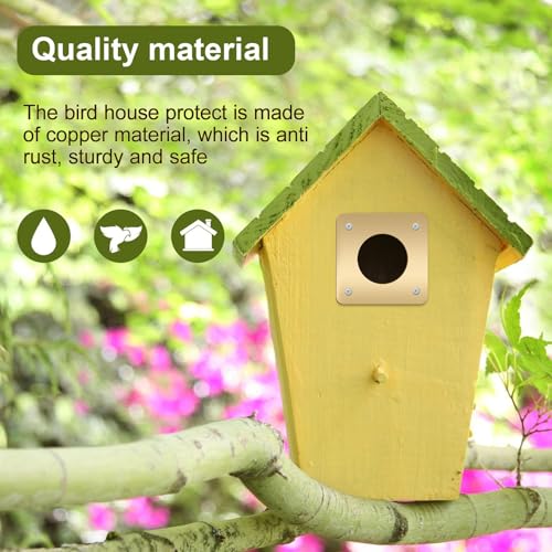 Hotop 18 Pcs 1 1/2'' Opening Metal Bird House Guard Portal Bird House Hole Protector with Copper Open Protector Guards for Eastern Bluebird Rooms