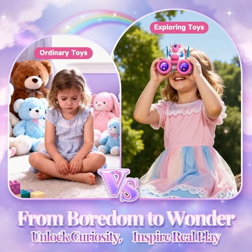 Unicorn Toys for Girls Age 3-12,Cute Heart & Wings Design Kids Binoculars with Bird Watching Manual,Toddler Toys,Kids Stocking Stuffers,3 4 5 6 7 8 9