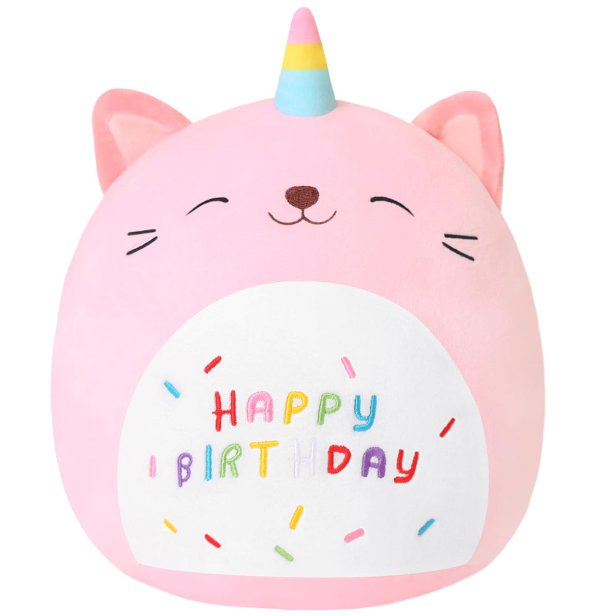 SQEQE Unicorn Cat Plush Kawaii Birthday Cat Plushies Pillow Cat Stuffed Animal Toy Soft Plushie Doll Gifts for Kids Decor(Caticorn, 8 Inch)