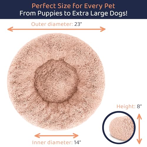 Petloox Donut Dog Bed - Premium Comfort for Anxiety Relief - Fluffy & Calming Design with Ultra-Plush Support | Cozy Round Dog Bed with Super Soft