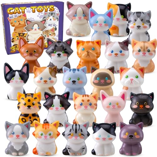 Cat Party Favors for Kids 24PCS Squishy Toys,Goodie Bag Stuffers, Pinata Stuffers,Birthday Gifts for Boys & Girls,Treasure Chest Prizes,Classroom