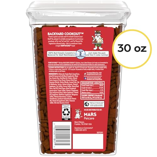 Temptations Cat Treats MixUps Backyard Cookout Flavor Crunchy, Soft Cat Treats, 30 oz. Tub