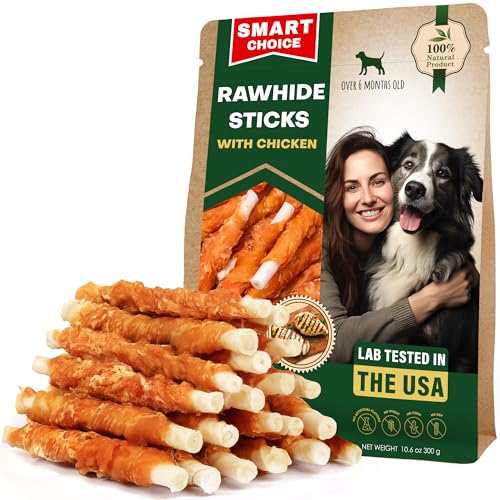 Beloved Pets Dog Treats & Long Lasting Rawhide Chews Wrapped Chicken 10.6 Oz – Pet Bones Sticks for Large, Medium & Small Breeds – Aggressive Chewers