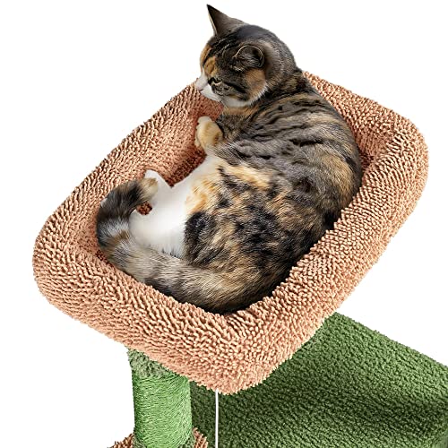 Yaheetech Cactus Cat Tree, 42in Cat Tower for Indoor Cats, Multi Level Kitten Condo Scratching Post, Cat Activity Center Pet Furniture w/Ball, Plush
