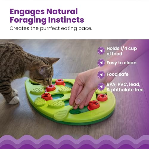 Catstages Nina Ottosson Buggin’ Out Puzzle & Play Cat Puzzle Feeder – Interactive Treat Game for Indoor Cats, Level 2 Slow Feeder Enrichment Toy