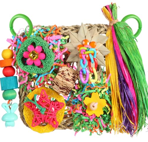 Bird Toys, Parakeet Toys Bird Foraging Toys Grass Mat Climbing Wall for Parakeet,Parrot,Cockatiel,Conure,Lovebird,Budgie Cage Small to Medium Birds