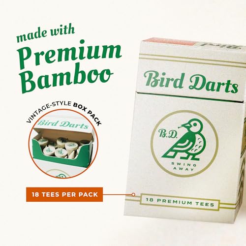 Premium Bamboo Wood Golf Tees, 18/72/180 Units (Packs of 18), 2 ¾ Golf Tees in Cigarette-Style Packaging, Durable, Biodegradable, Golf Tees Wood for