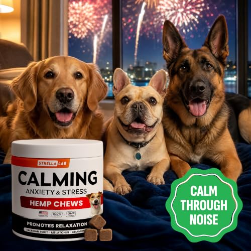 Advanced Calming Chews for Dogs - Hemp Chews and Melatonin - Anxiety Relief - Sleep Aid - Relaxing Treats - Stress Relief During Fireworks, Storms