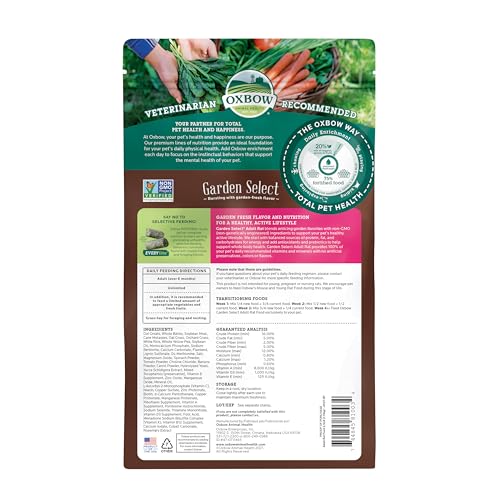 Oxbow Garden Select Adult Rat Food, Garden-Inspired Recipe for Adult Rats, Non-GMO, Vitamin & Mineral Rich Pet Food Pellets, Made in USA with Oxbow