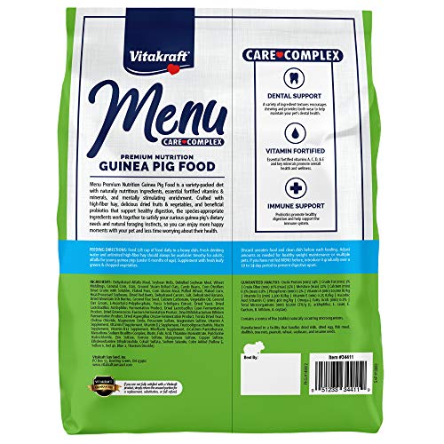 Vitakraft Menu Premium Guinea Pig Food - Alfalfa Pellets Blend - Vitamin and Mineral Fortified
