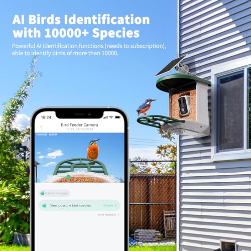HARYMOR Bird Feeder with Camera with AI Identify Birds Species Solar Powered, Smart Bird House with Cam, 2K HD Video Live Stream, Instant Arrival