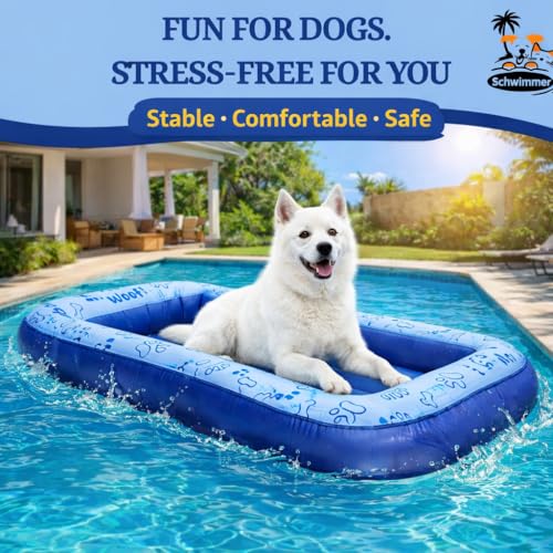 Schwimmer Dog Pool Float – Premium Pool Float for Large Dogs up to 220lbs – Durable & Inflatable Dog Raft for Pool, Lake & Beach – Comfortable & Safe