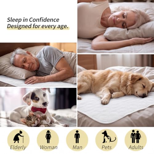 CoolShields Waterproof Bed Pads Incontinence Washable Reusable Bedwetting Mattress Protector Pad for Adults, Elderly and Pets 34'' x 52'' (1 Pack)