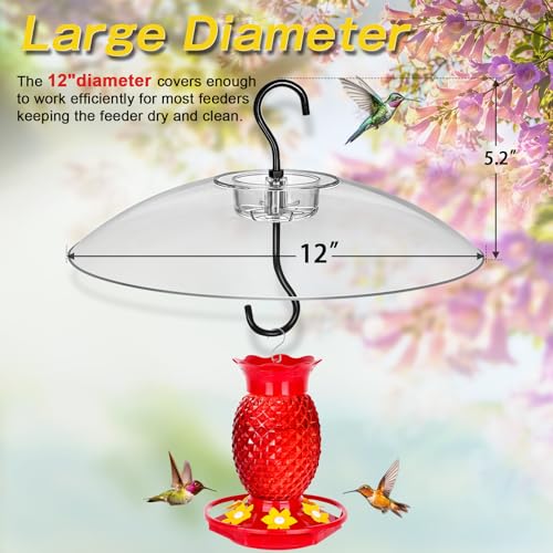 Gtongoko Baffles for Bird Feeders, 12 Inch One-Piece Cover for Rain Guard, Bird Feeder Squirrel Guard, Full Protection for Outdoors, Chew-Proof PC