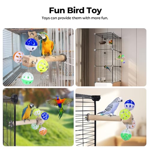 Bird Stand Perch Toy with Rotating Balls, Bird Toys for Parakeets, Ideal for Parakeets, Cockatiels & Lovebirds (NOT for Too Small BIRDCAGES - Avoid
