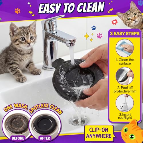 Interactive Cat Toys for Indoor Cats: Upgraded 360° Automatic Spin Flying Bird Feather Wand with Silicone Protected Rod Safe Play, Strong 8cm Suction