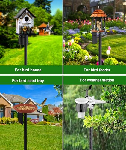 Heavy Duty Bird Feeder Pole - 60 Inch Adjustable 1 Inch Metal Bird House Pole with 14” Deep Auger Base | Outdoor Mount Kit for Bluebird Houses