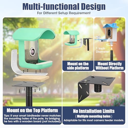 Smart Bird Feeder Pole Stand, 79 Inch Heavy Duty Bird House Pole for Outdoors Adjustable Mounting Pole for Smart Bird Feeder with 1 Inch Dia Bird
