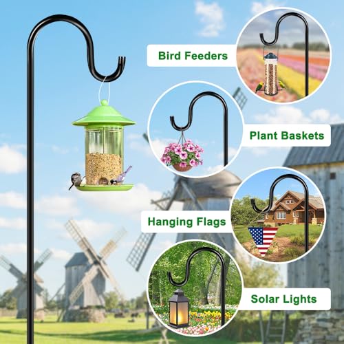 ANIDEER 72" Shepherds Hooks for Outdoor, Heavy Duty Garden Bird Feeder Pole for Hanging Bird Feeder, Plant Baskets, Solar Light Lanterns, Outdoor