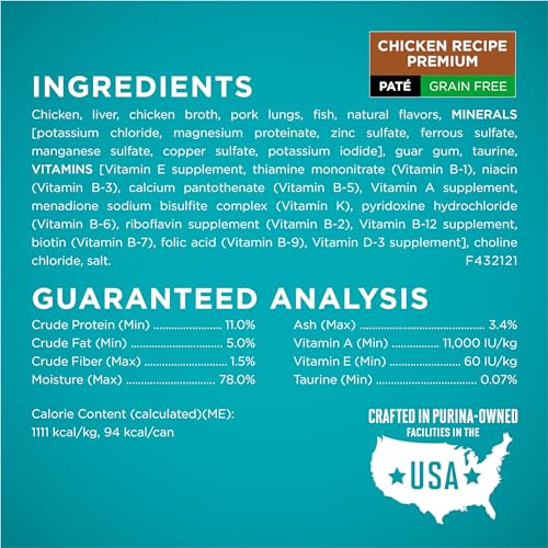 Purina ONE Grain Free, Natural Pate Wet Cat Food Variety Pack, Beef, Chicken and Ocean Whitefish Recipes - (2 Packs of 12) 3 oz. Pull-Top Cans