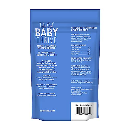 Tiki Cat Baby Thrive, Chicken & Chicken Liver Mousse, 5.6 oz. Pouch (20 Individual Servings)