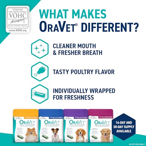 OraVet Dental Chews for Dogs, Oral Care and Hygiene Chews (Extra Small Dogs, 3.5-9 lbs.) Yellow Pouch, 30 Count